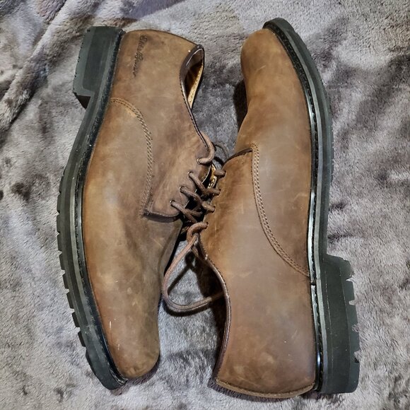 Eddie Bauer Work Shoe Mens 9.5 M Billy Brown Oxford Leather Lace Up Casual - Picture 4 of 14